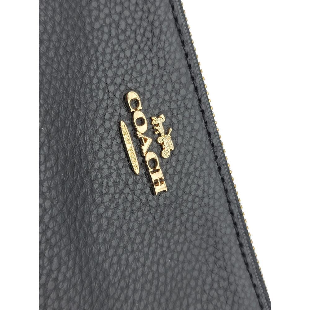 Coach Black Pebbled Leather Double Corn Zip Card Case Clutch Wristlet - Picture 3 of 10